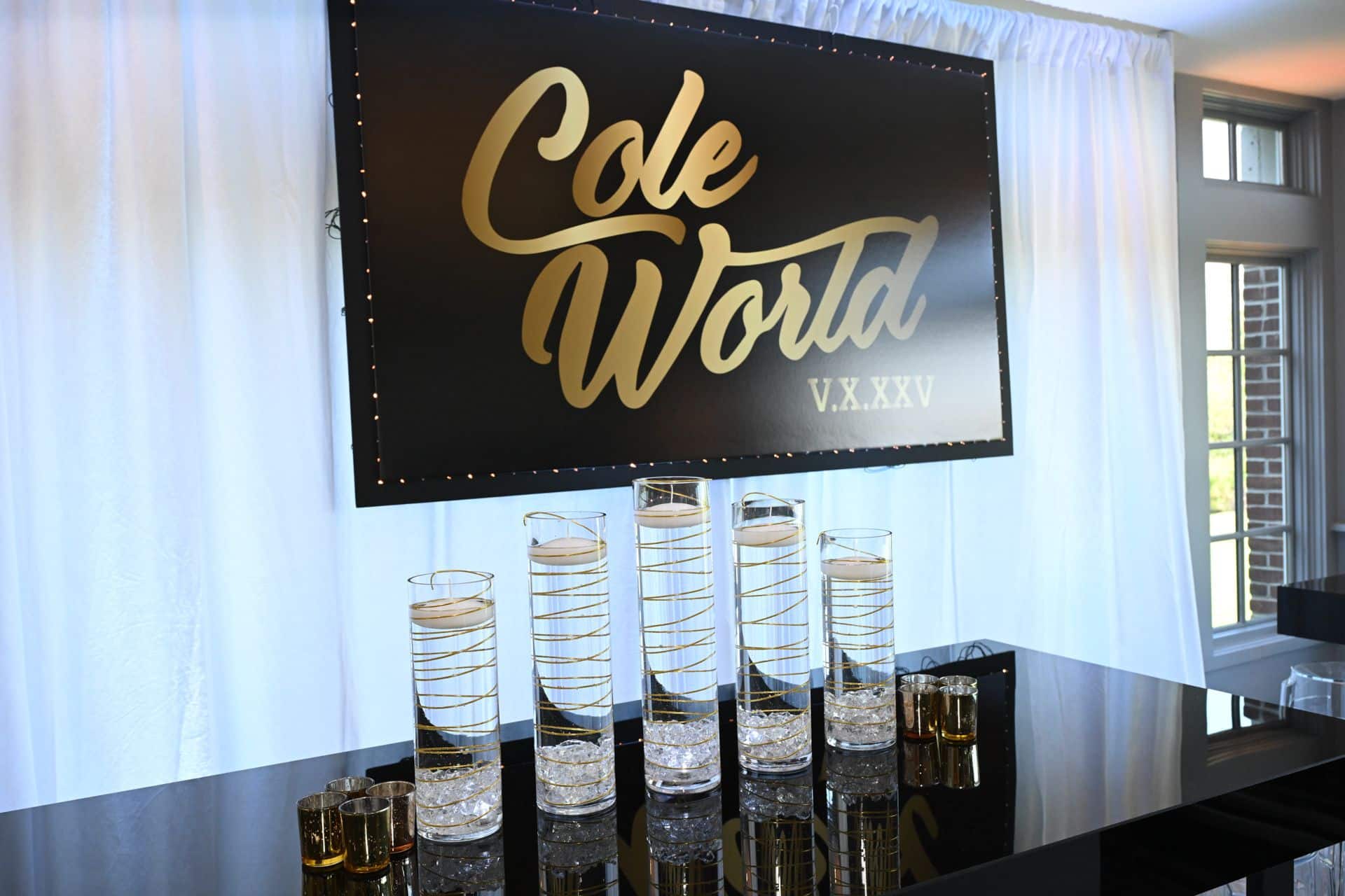 Custom Bar Mitzvah Printed Sign on LED Drape