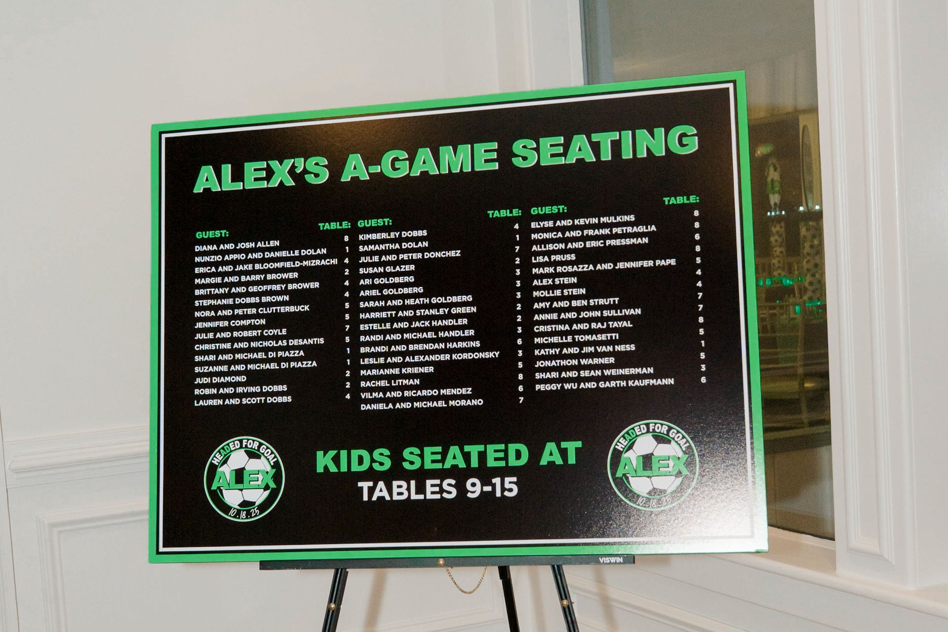 Custom Soccer Themed Seating Chart