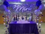 Silver Shimmer Wall with Neon Sign