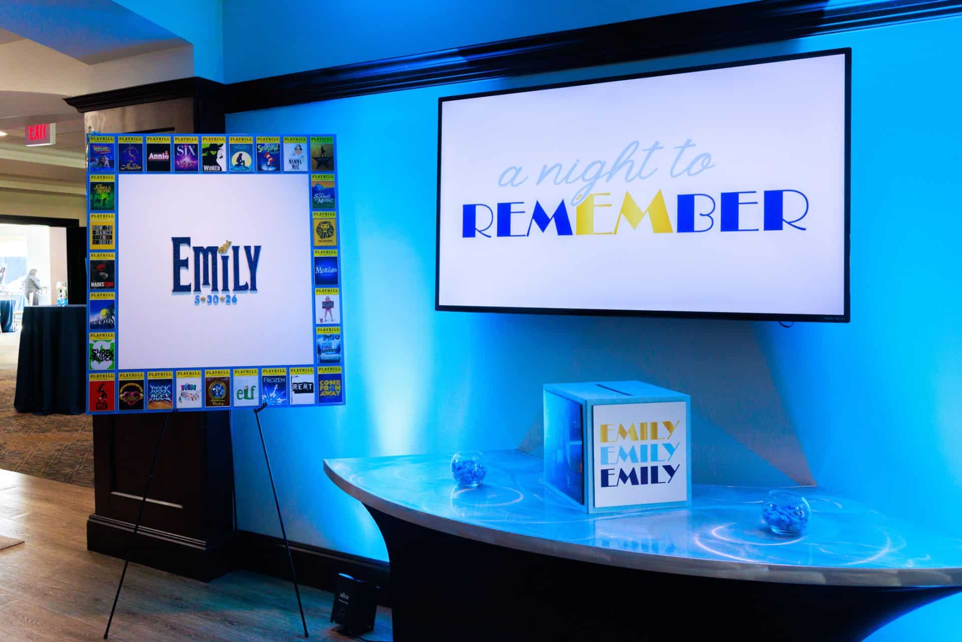 Hand Cut Sign In Board with a Playbill Boarder for a Broadway Theme Bar Mitzvah