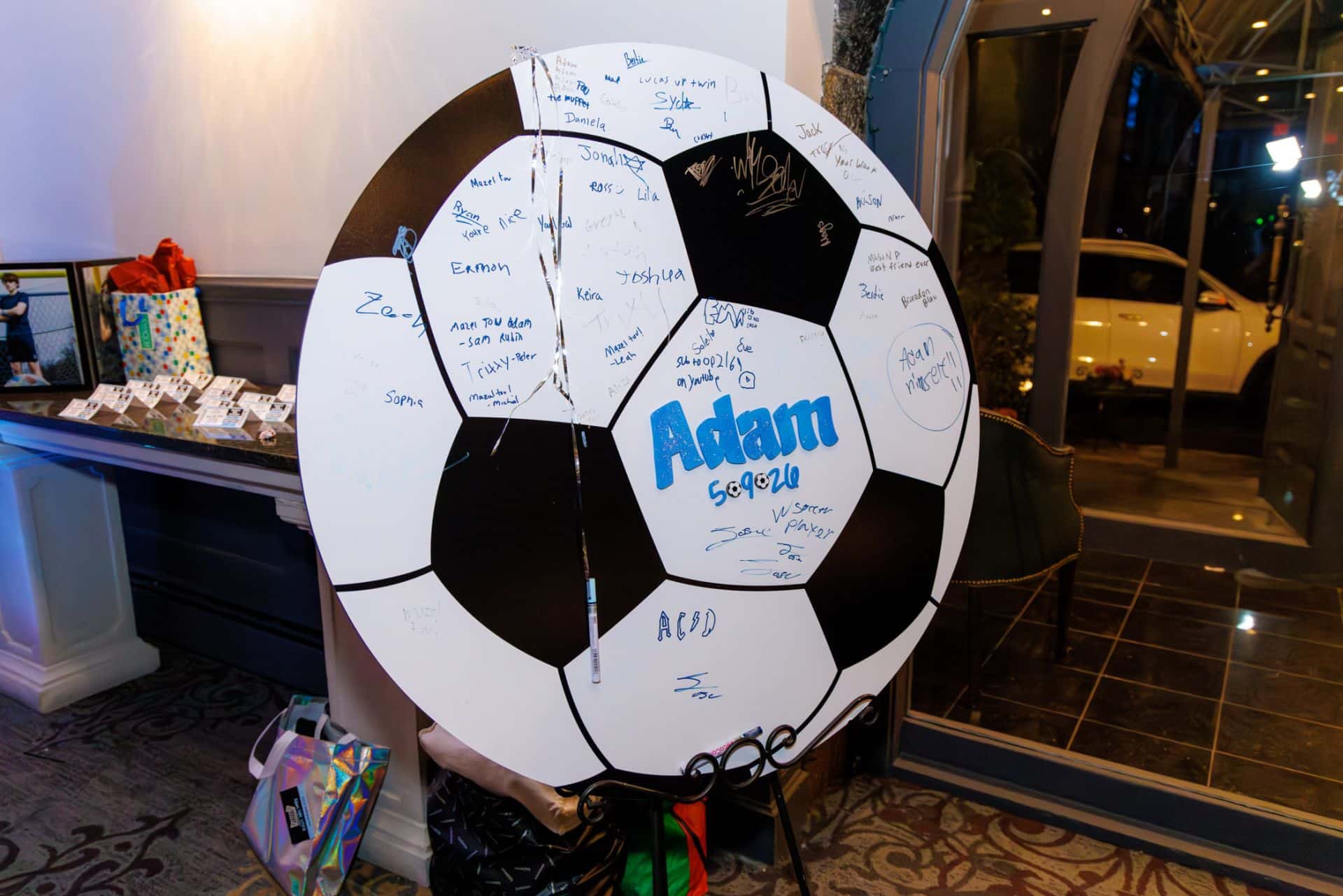Hand Cut Soccer Sign In Board