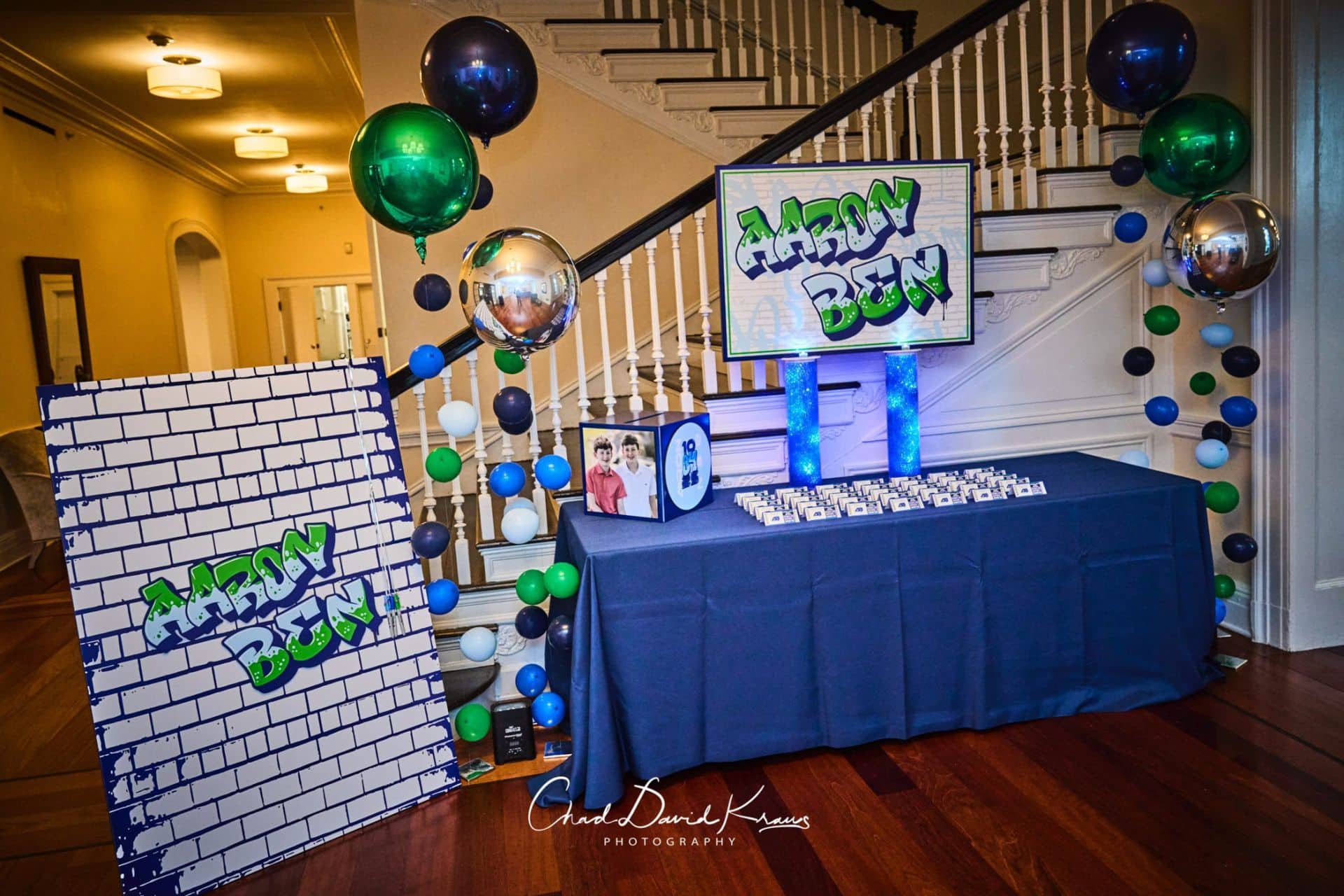Printed Graffiti and Brick Sign In Board
