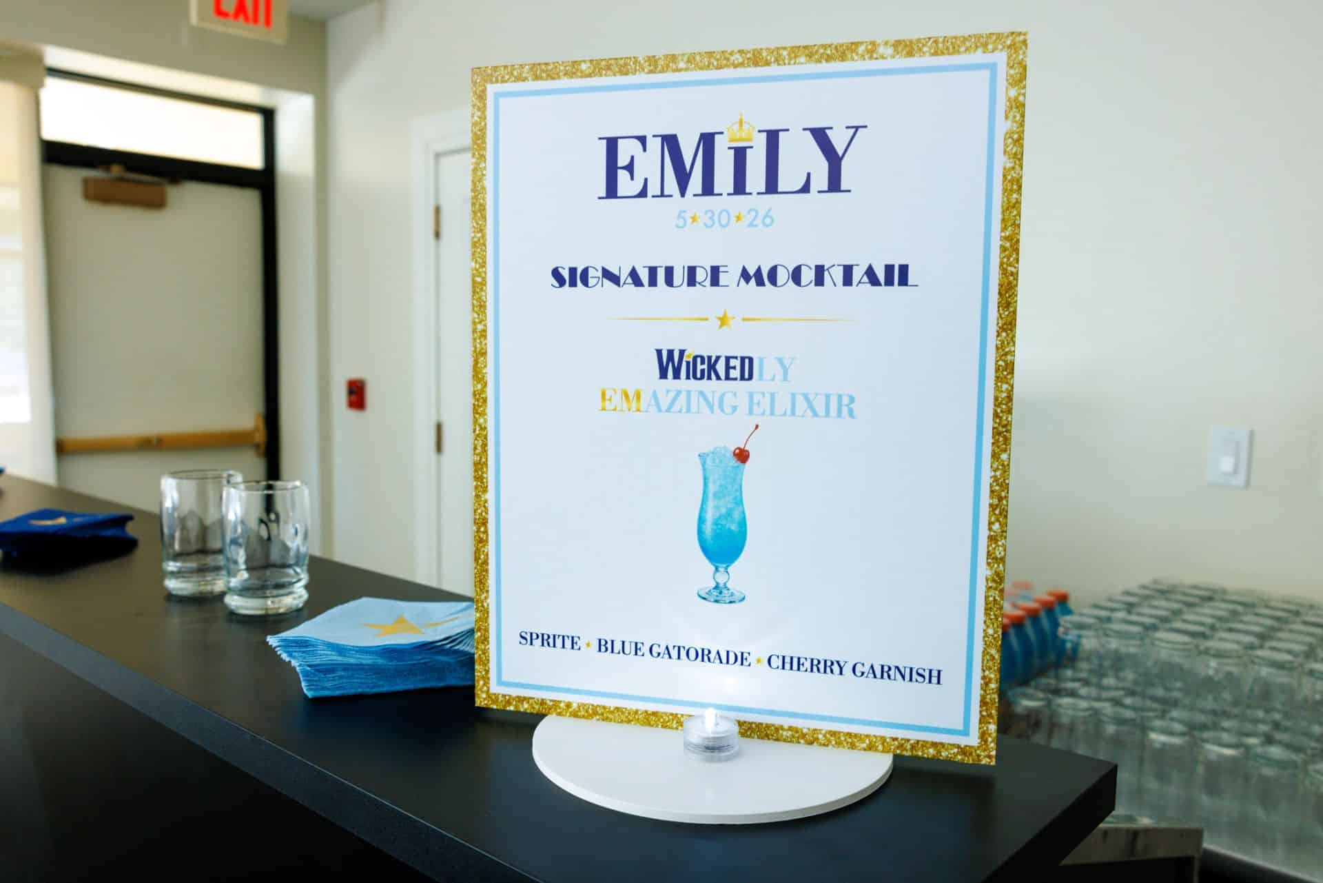 Signature Mocktail Sign for a Broadway Themed Bat Mitzvah
