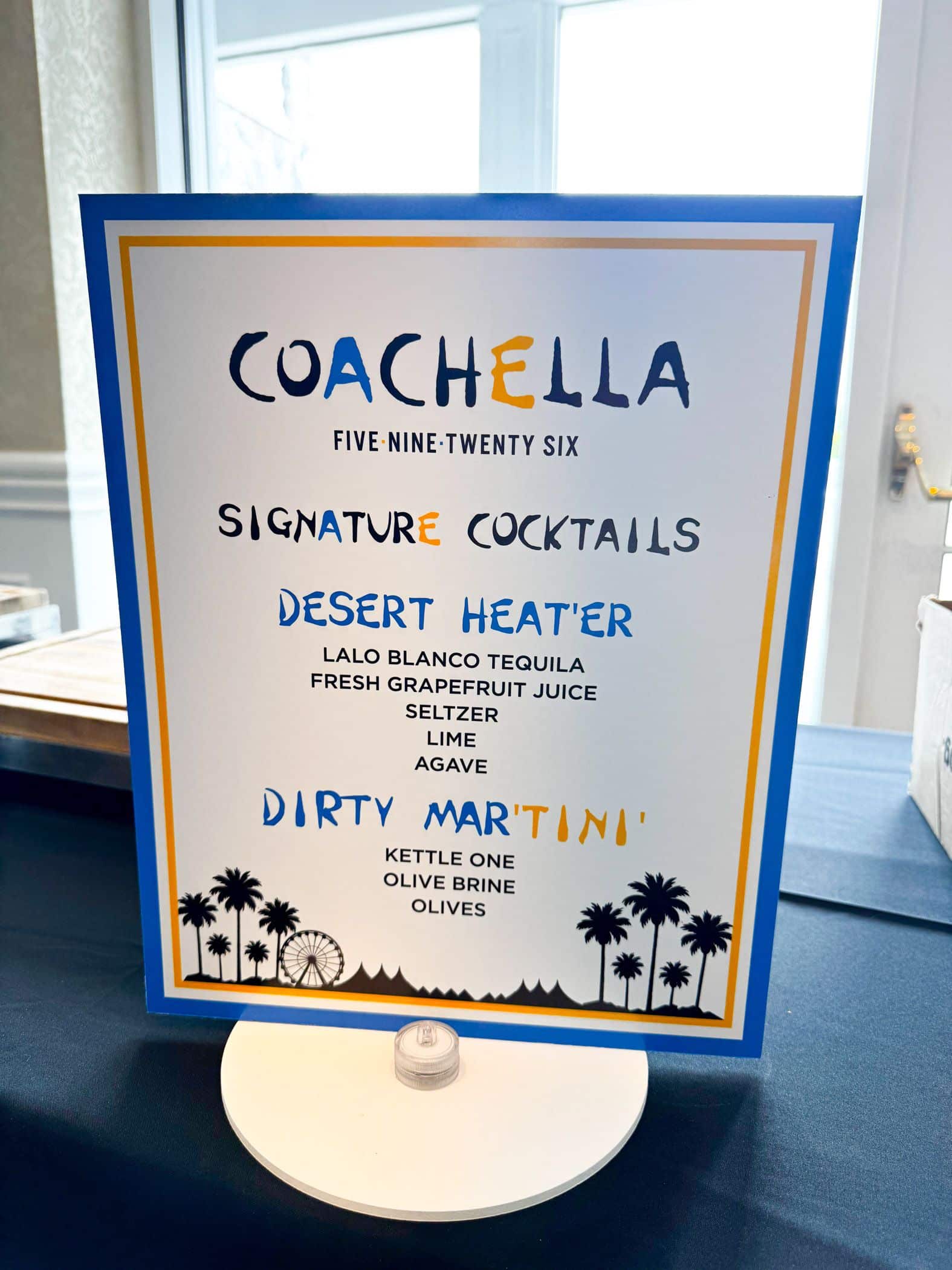 Signature Drinks Sign for a Coachella Themed Bat Mitzvah
