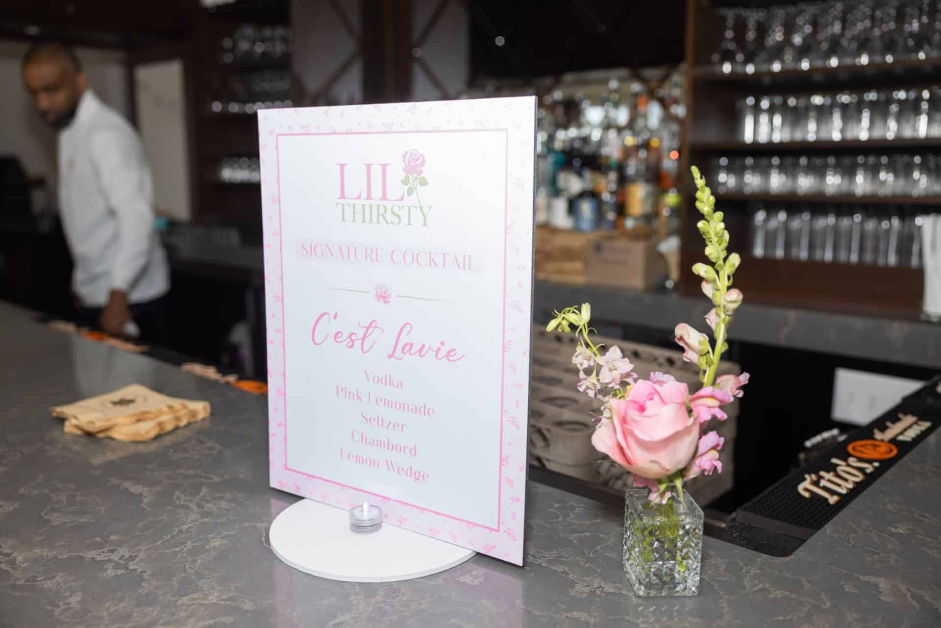 Signature Drink Sign for a Love Shack Fancy Themed Bat Mitzvah