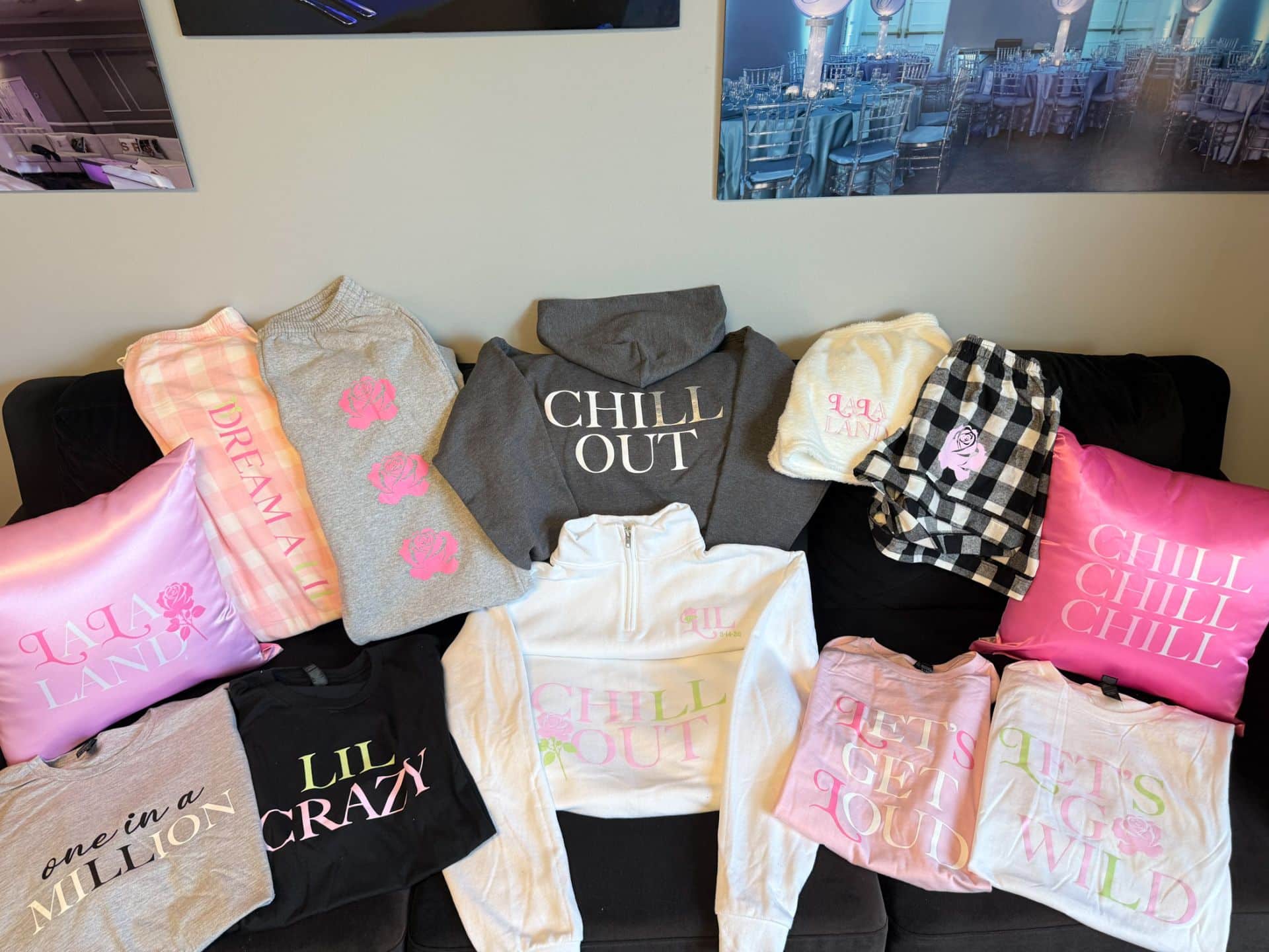 Custom Swag and Pillows for a Love Shack Fancy Bat Mitzvah