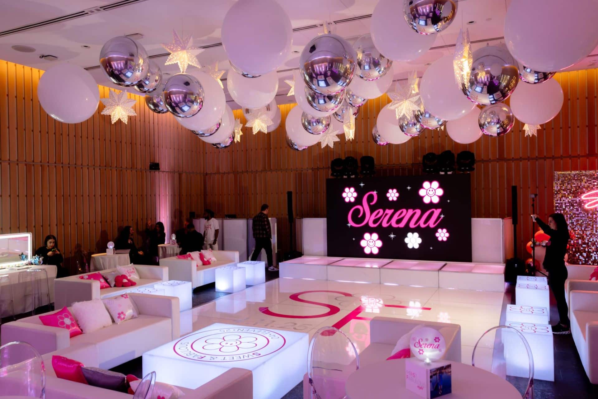 Custom lounge dance floor setup for Bat Mitzvah