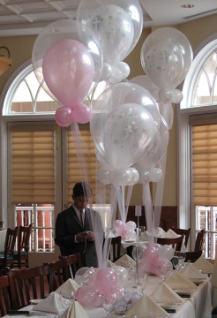 Cross Balloons in Balloons Centerpiece for Communion or Christening