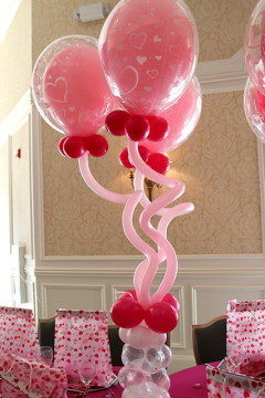 Pink & Red Heart Balloons in Balloons Centerpiece