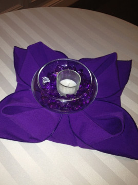 Cocktail Centerpiece with Crystal Chips & Votive Candle