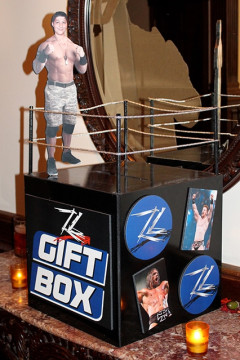 Wrestling Themed Gift Box with Photos, Logos & Wrestling Rink Topper