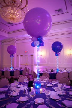 Balloon Centerpiece with Aqua Gems Base & LED Lighting