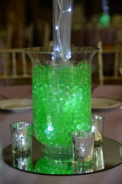 Lime Green Aqua Gems with LED Lights & Votive Candles
