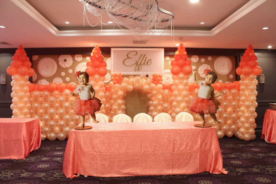 Castle Balloon Sculpture with Lights & Custom Sign for Christening