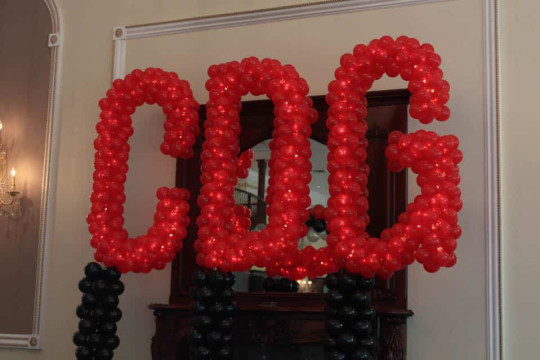 Initials Balloon Sculpture on Balloon Stands with LED Lights