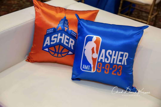 Custom Logo Pillows for Basketball Themed Bar Mitzvah
