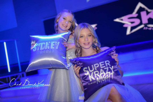 Purple & Lavender Pillows with Custom Logo for Bat Mitzvah at Club Infinity