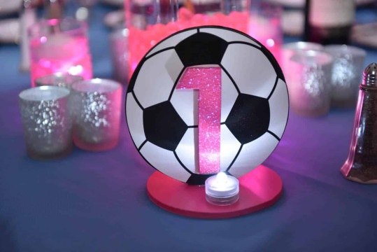 Soccer Table Sigh with Cutout Glittered Number