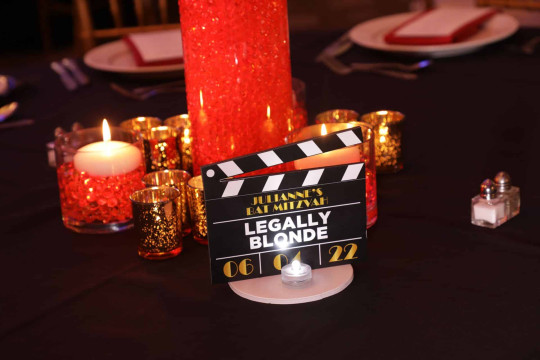 Clapboard Table Sign for Movie Themed Bat Mitzvah