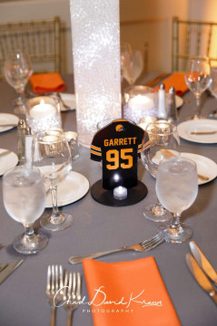 Football Jersey Table Sign for Sports Themed Bar Mitzvah