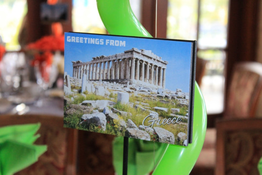 Travel Themed Bar Mitzvah with Postcard Table Sign