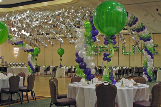 Purple & Lime Bar Mitzvah Balloon Canopy
