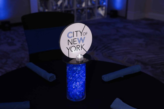 Mini LED Logo Centerpiece for NYC Themed Bar Mitzvah Lounge