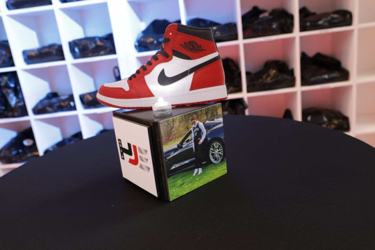 Mini Cube Centerpiece with Sneaker Cutout for Bar Mitzvah Lounge