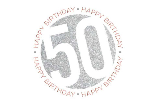 50th Birthday Circle Logo with Glitter