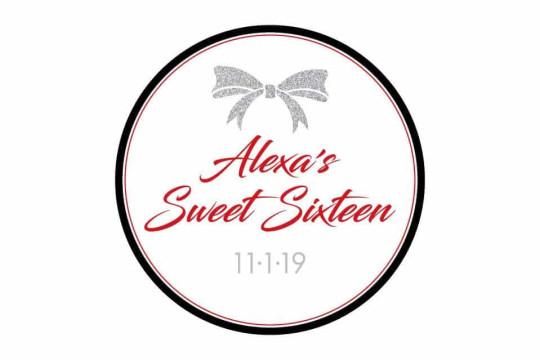 Glitter Bow Sweet Sixteen Logo