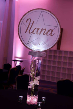 LED Logo Centerpiece with Orchids & Light Pink Chips