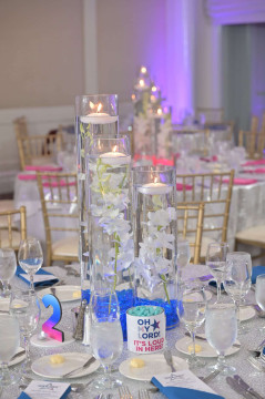 Blue LED Orchid Centerpieces with Floating Candles