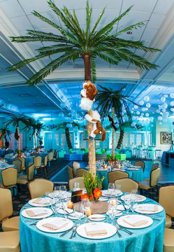 Tropical Palm Tree Centerpiece with Plush Animals