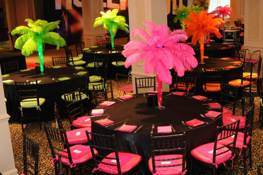 Hollywood Themed Feather Plume Tree Centerpieces