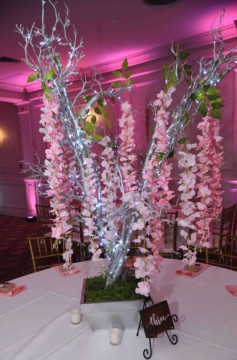 Enchanted Forest Tree Centerpiece with Hanging Floral Garlands