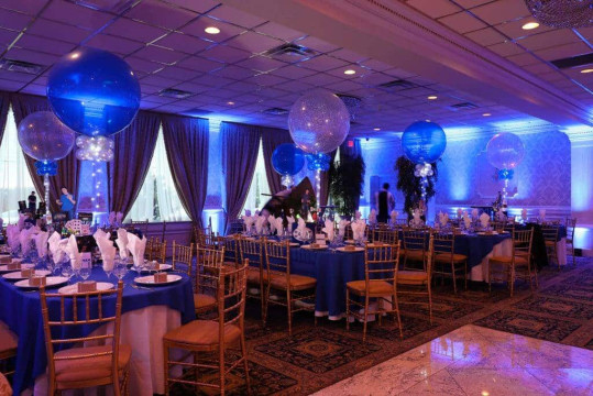 Everything Boy Bar Mitzvah with Custom Themed Centerpieces & Balloons at Villa Barone Hilltop Manor