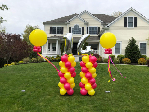 Balloon Number Columns with Large Balloons with Tassels for Drive By Birthday