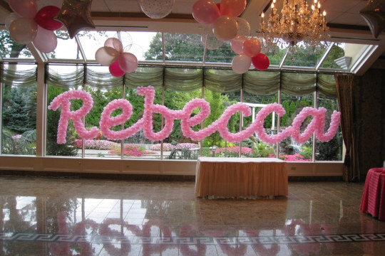 Pink Name in Balloons Sculpture