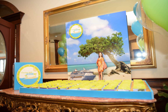 Beach Themed Seating Card Display with Sand Box Base