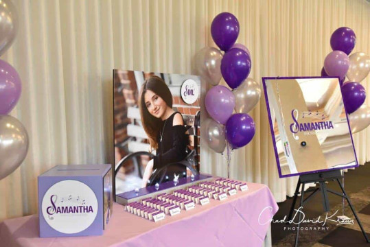 Music Themed Seating Card Display with Blowup Photo & Custom Logo Cutout