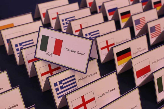 Travel Themed Place Cards with Flag Design