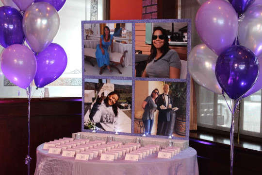 50th Birthday Seating Card Display with Blowup Photos