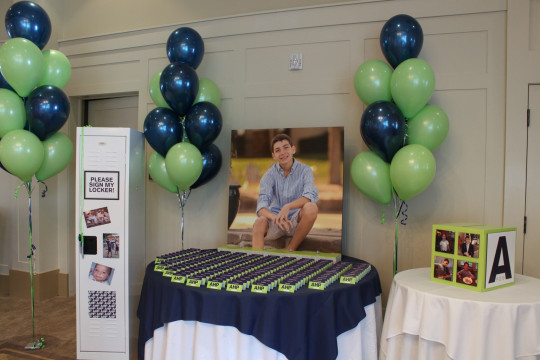 Bar Mitzvah Place Card Display with Blowup Photo