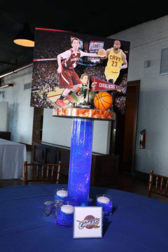 Basketball Themed Centerpiece with Blowup Stadium and Photo Cutouts