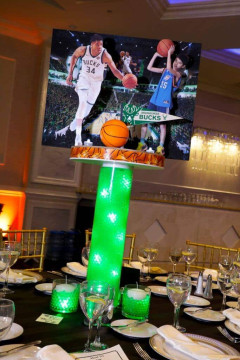 Basketball Themed LED Diorama Centerpiece with Stadium Background & Cutout Players