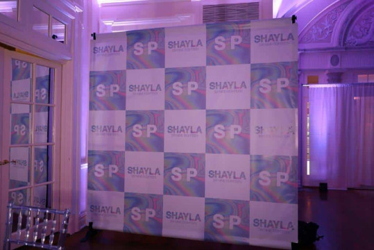 Holographic Themed Step & Repeat with Alternating Logos