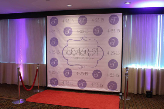 Sweet Sixteen Step & Repeat Setup with Red Carpet & Stanchions