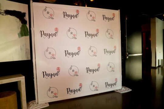 Rose Themed Step & Repeat with Custom Logos for Bat Mitzvah Photo Booth