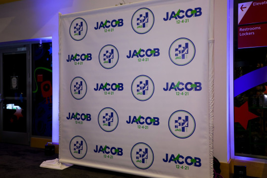 Custom Alternating Logos Step and Repeat as Photo Op for Bar Mitzvah Party Decor