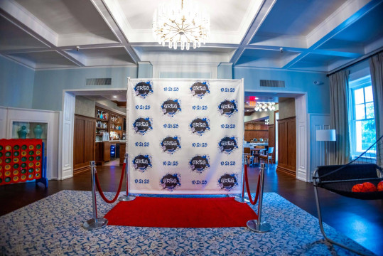 Custom Sports Themed Step & Repeat with Red Carpet for Bar Mitzvah at Preakness Hills Country Club